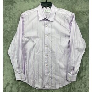 Robert Graham Men's Shirt 17.5-44 (Sz L) Purple Striped‎ Long Sleeve Button Up